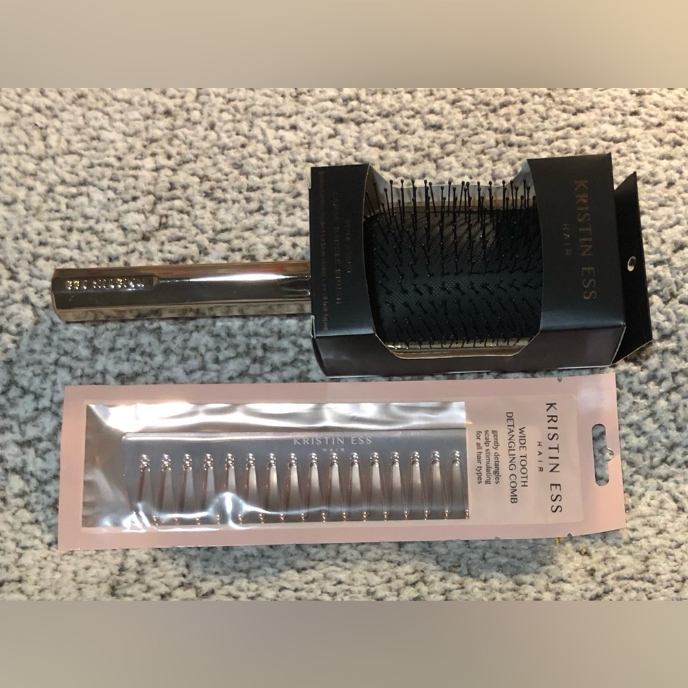 KRISTIN ESS HAIR - Style Assist Large Paddle Brush & Comb Rose Gold (Set of 2)